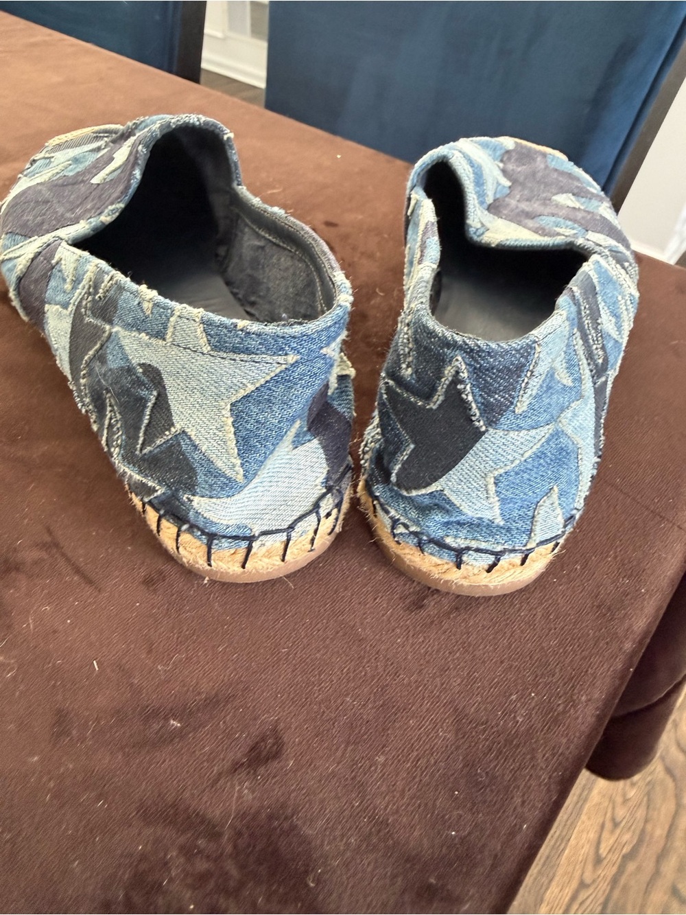 Valentino Garavani Blue Star Patch Denim Slip-On Shoes